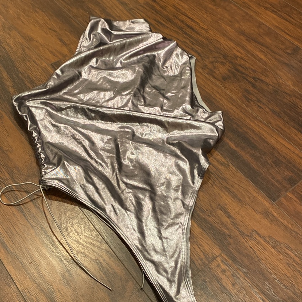 Mars the label asymmetry metallic bodysuit